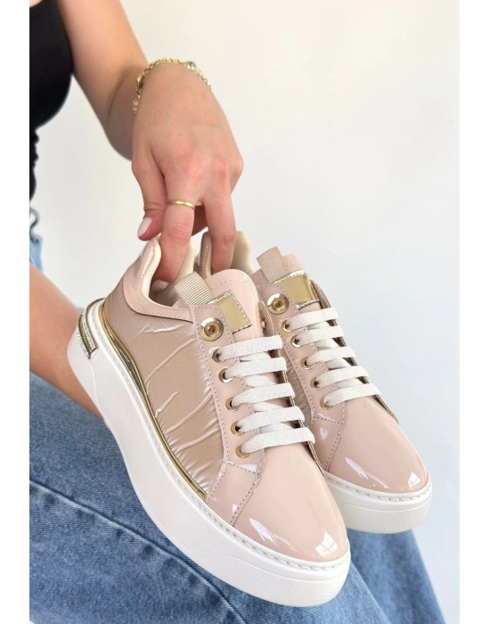 Hley Bej Rugan Paraşüt Detaylı Bağcıklı Spor Ayakkabı