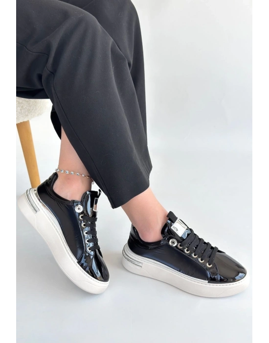 Hley Siyah Rugan Paraşüt Detaylı Bağcıklı Spor Ayakkabı