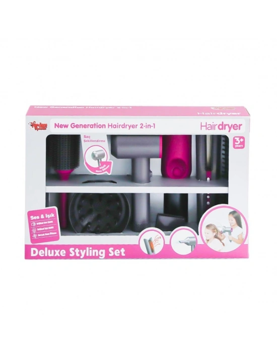 HUA-1019 Sesli ve Işıklı 2IN1 Lüks Saç Şekillendirici Set -Vardem Oyuncak