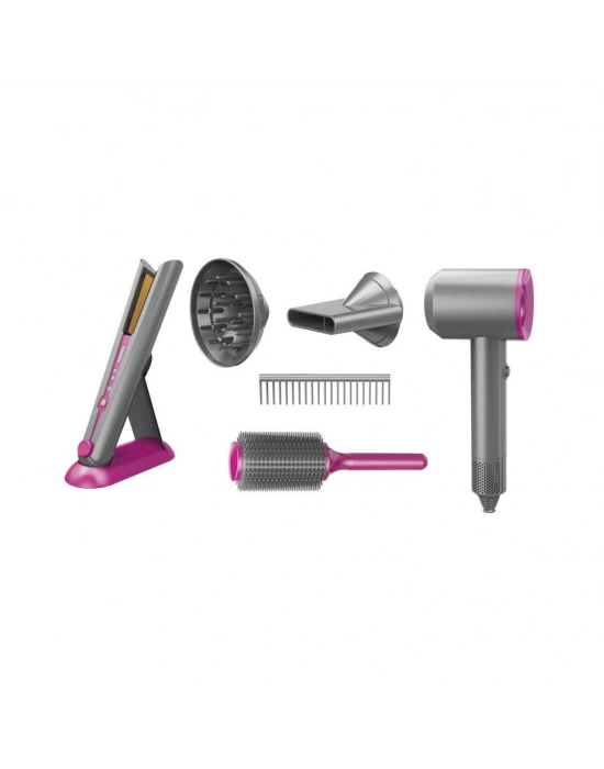 HUA-1019 Sesli ve Işıklı 2IN1 Lüks Saç Şekillendirici Set -Vardem Oyuncak