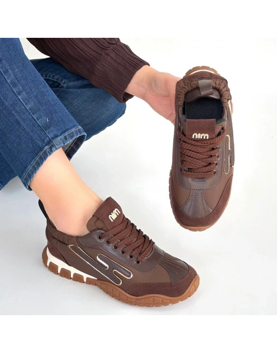 Huer Kahverengi Nubuk Bağcıklı Spor Ayakkabı