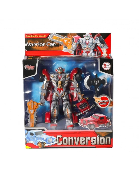HW-668-1-2 Işıklı Dönüşebilen Robot Araba -Vardem
