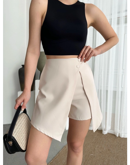 İki düğmeli şort etek S24046