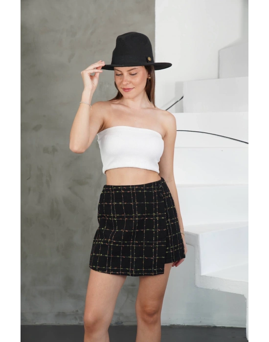 İki düğmeli şort etek siyah h26414