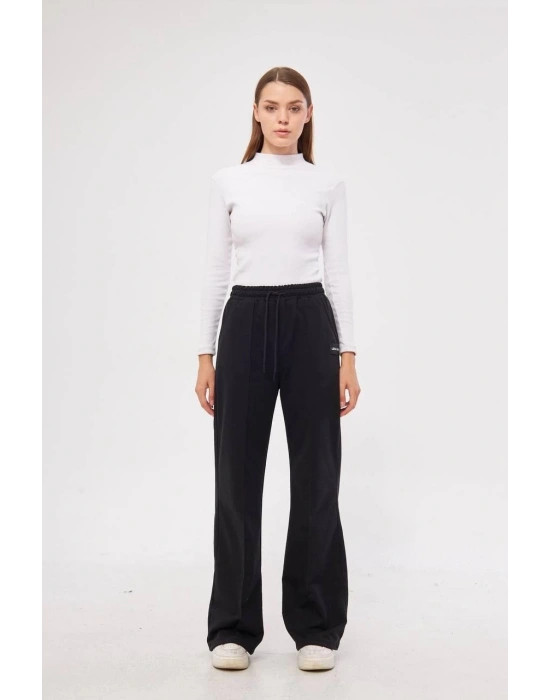 İki iplik Bol Paça Eşofman Pantalon - Siyah