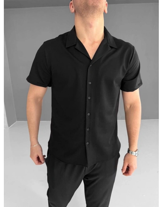 İki İplik Kumaş Gömlek - Siyah