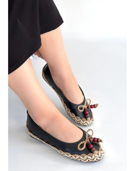 Ilwe Siyah Cilt Babet Ayakkabı