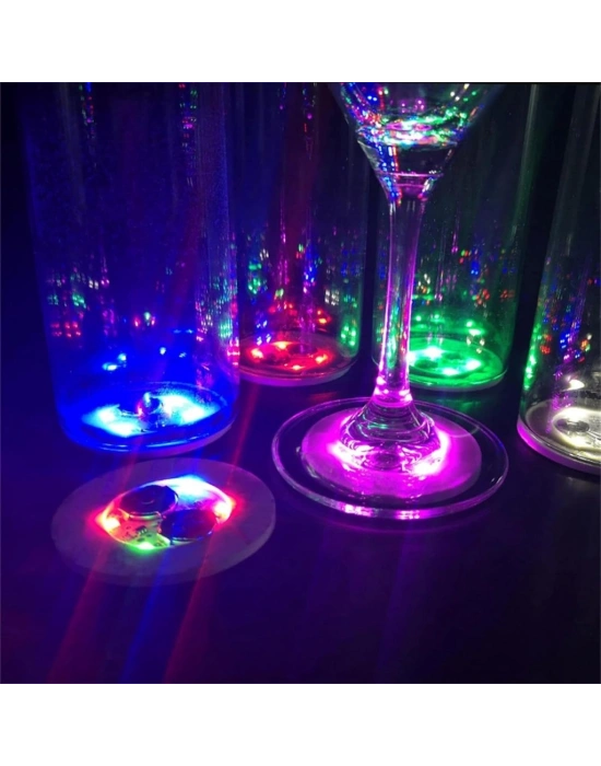 Işıklı Yapışkanlı Bardak Altı Aparatı Ledli 3 Fonksiyonlu 6 cm Çap NessiWorld