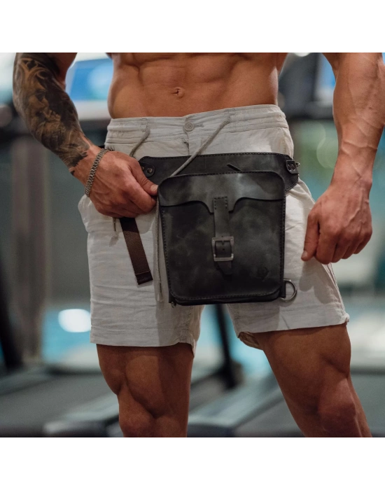 İsme Özel All in One Bel ve Bacak Çantası - %100 Deri - AC15001 - Antrasit