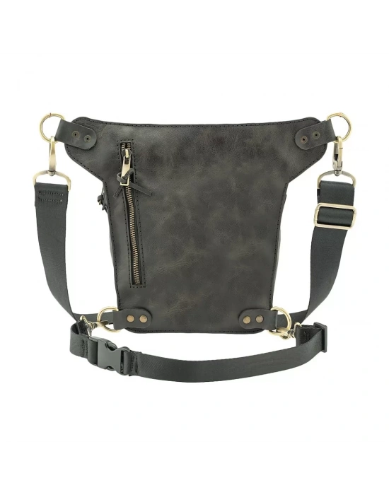 İsme Özel All in One Bel ve Bacak Çantası - %100 Deri - AC15001 - Antrasit