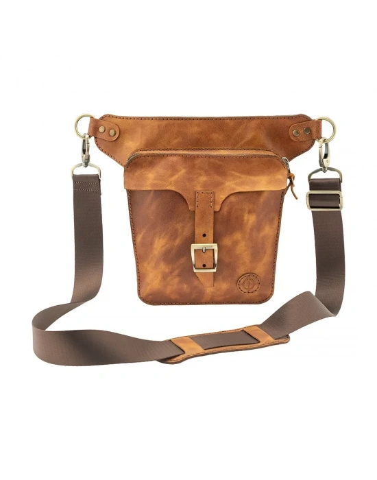 İsme Özel All in One Bel ve Bacak Çantası - %100 Deri - AC15001 - Camel