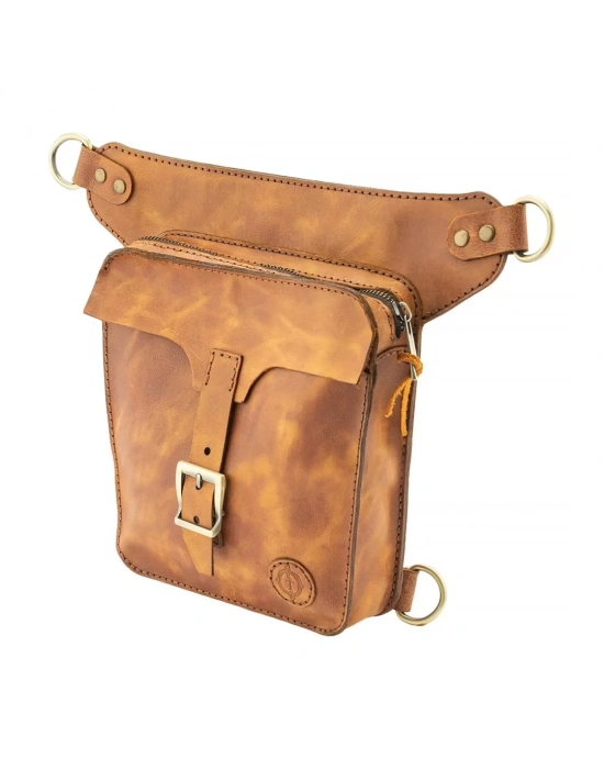 İsme Özel All in One Bel ve Bacak Çantası - %100 Deri - AC15001 - Camel