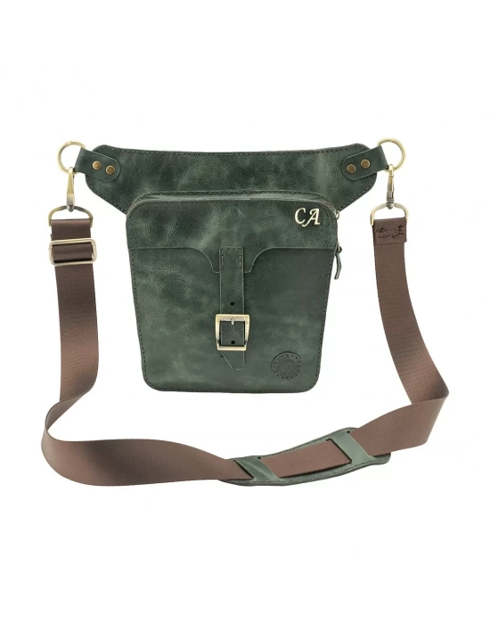 İsme Özel All in One Bel ve Bacak Çantası - %100 Deri - AC15001 - Haki