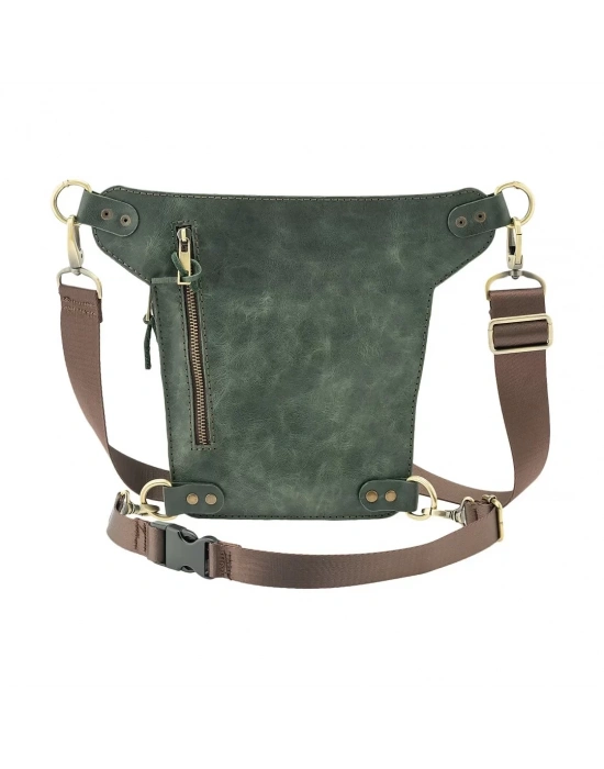 İsme Özel All in One Bel ve Bacak Çantası - %100 Deri - AC15001 - Haki