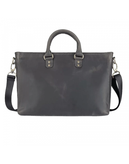 İsme Özel Askılı Cepli Evrak - Laptop Çantası - %100 Crazy Deri - AC09003 - Antrasit