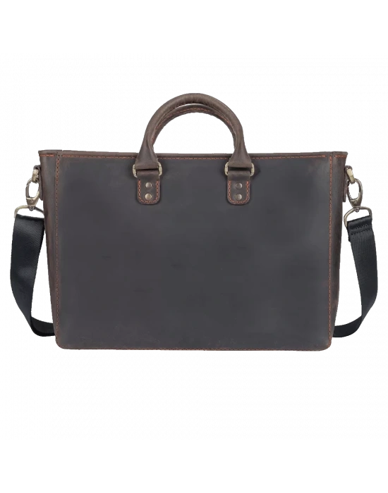 İsme Özel Askılı Cepli Evrak - Laptop Çantası - %100 Crazy Deri - AC09003 - Kahverengi