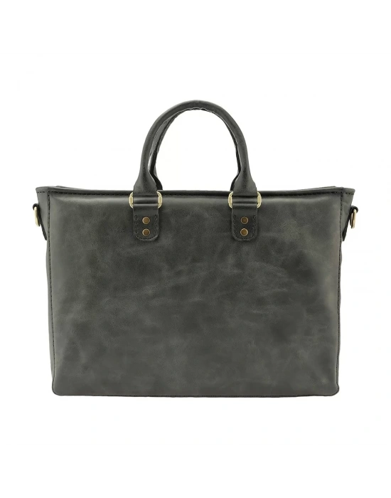 İsme Özel Askılı Cepli Evrak - Laptop Çantası - %100 Rainbow Deri - AC09002 - Antrasit