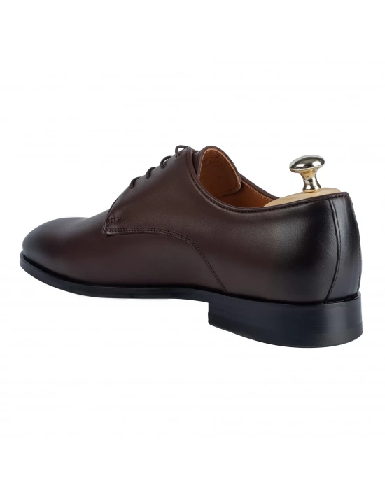 İsme Özel Bağcıklı Kösele Erkek Ayakkabı - %100 Hakiki Antik Deri - Altın Harf - AA01001 - Kahverengi