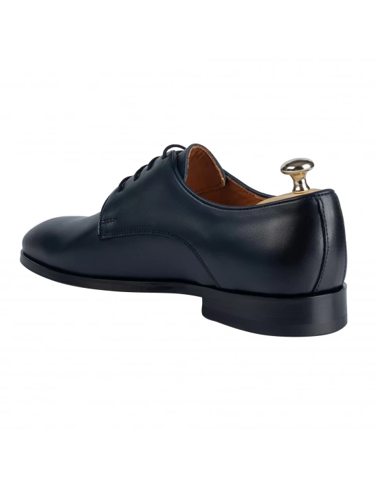 İsme Özel Bağcıklı Kösele Erkek Ayakkabı - %100 Hakiki Antik Deri - Altın Harf - AA01001 - Lacivert