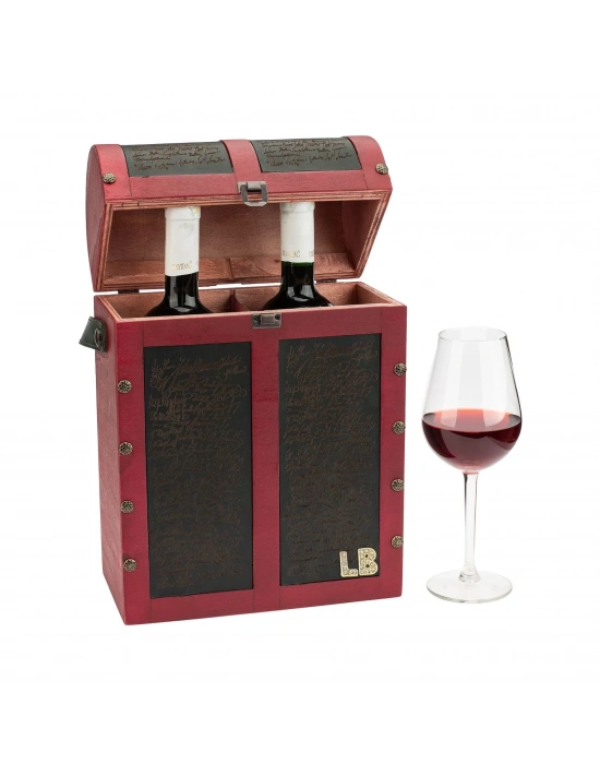 İsme Özel Çiftli Şaraplık - %100 Deri - HH06002 - Bordo-Haki