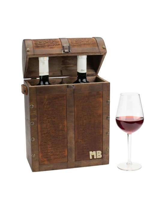 İsme Özel Çiftli Şaraplık - %100 Deri - HH06002 - Kahverengi