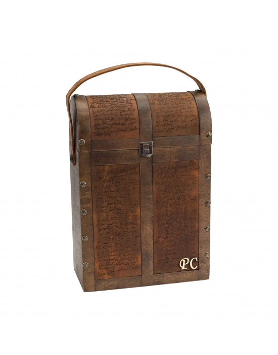 İsme Özel Çiftli Şaraplık - %100 Deri - HH06002 - Kahverengi