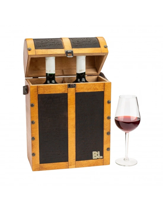 İsme Özel Çiftli Şaraplık - %100 Deri - HH06002 - Taba