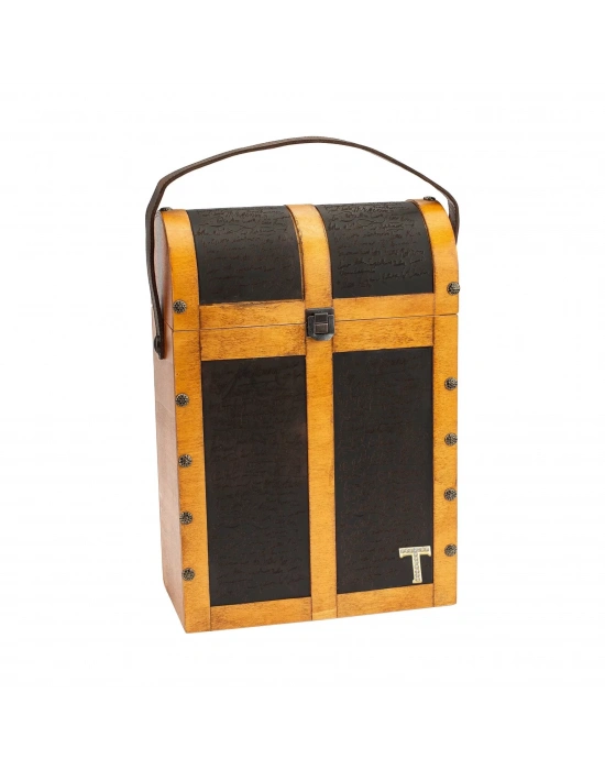 İsme Özel Çiftli Şaraplık - %100 Deri - HH06002 - Taba