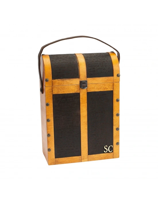 İsme Özel Çiftli Şaraplık - %100 Deri - HH06002 - Taba