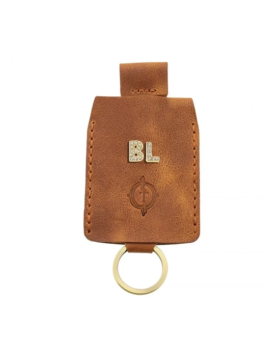 İsme Özel Çıtçıtlı Anahtarlık - % 100 Rainbow Deri - AG01001 - Camel