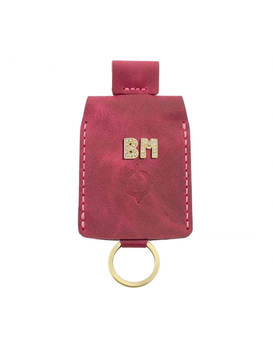 İsme Özel Çıtçıtlı Anahtarlık - % 100 Rainbow Deri - AG01001 - Fuşya