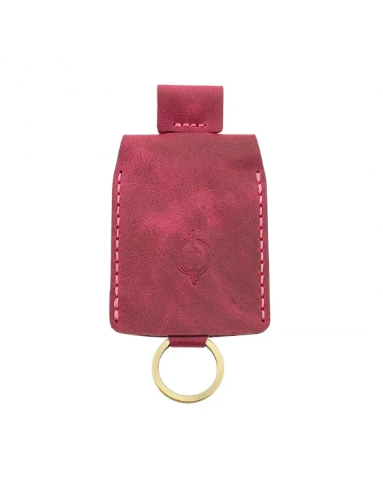 İsme Özel Çıtçıtlı Anahtarlık - % 100 Rainbow Deri - AG01001 - Fuşya