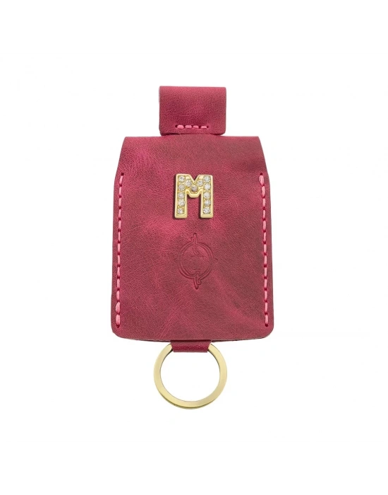 İsme Özel Çıtçıtlı Anahtarlık - % 100 Rainbow Deri - AG01001 - Fuşya