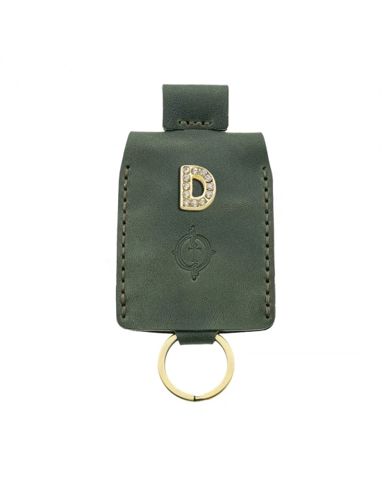 İsme Özel Çıtçıtlı Anahtarlık - % 100 Rainbow Deri - AG01001 - Haki