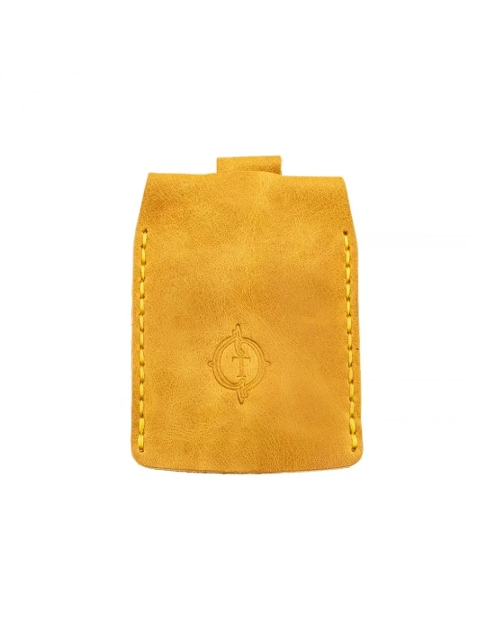 İsme Özel Çıtçıtlı Anahtarlık - % 100 Rainbow Deri - AG01001 - Hardal Sarısı