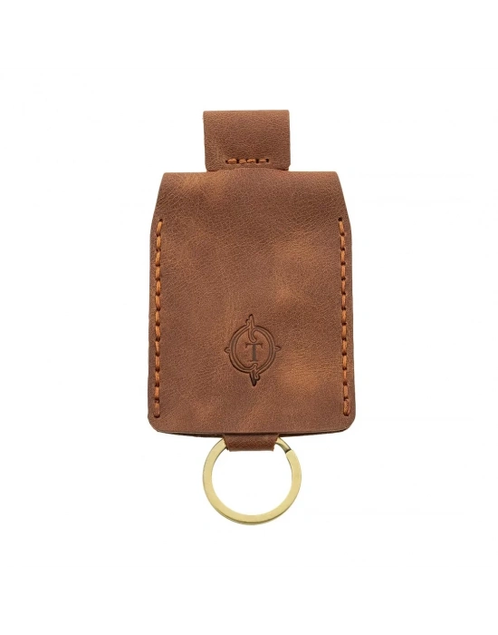 İsme Özel Çıtçıtlı Anahtarlık - % 100 Rainbow Deri - AG01001 - Kahverengi
