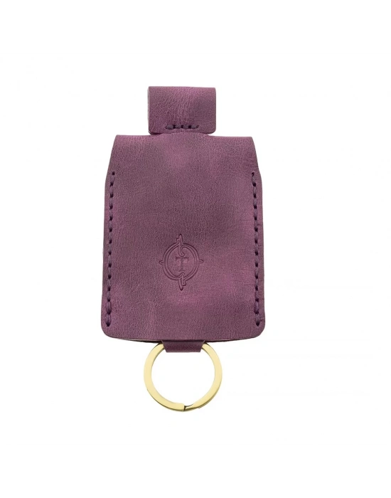 İsme Özel Çıtçıtlı Anahtarlık - % 100 Rainbow Deri - AG01001 - Mor