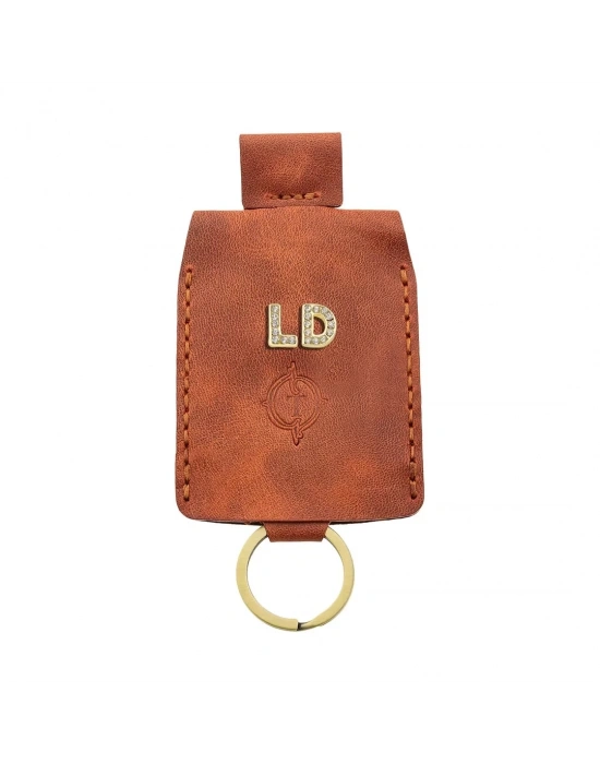 İsme Özel Çıtçıtlı Anahtarlık - % 100 Rainbow Deri - AG01001 - Tobacco