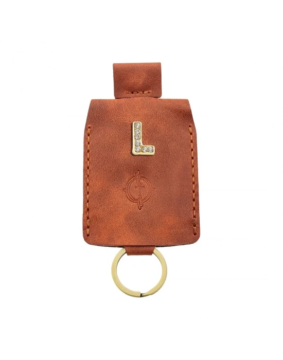 İsme Özel Çıtçıtlı Anahtarlık - % 100 Rainbow Deri - AG01001 - Tobacco