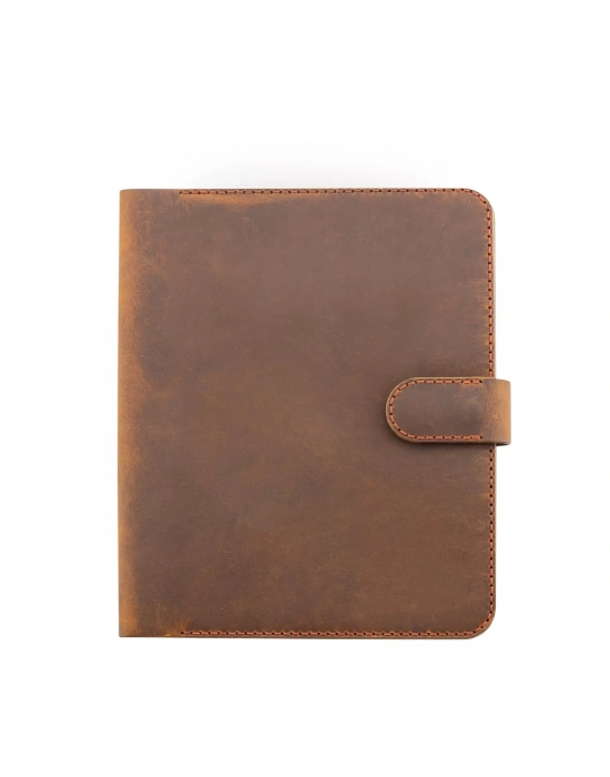 İsme Özel Çıtçıtlı Fonksiyonlu iPad Organizer - %100 Crazy Deri - 10,9 (İnç) - ET01004 - Taba