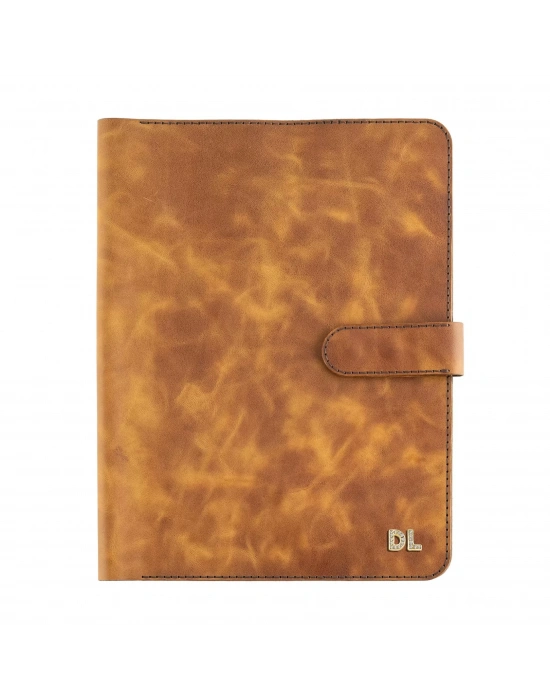 İsme Özel Çıtçıtlı Fonksiyonlu iPad Organizer - %100 Rainbow Deri - ET01002 - Camel