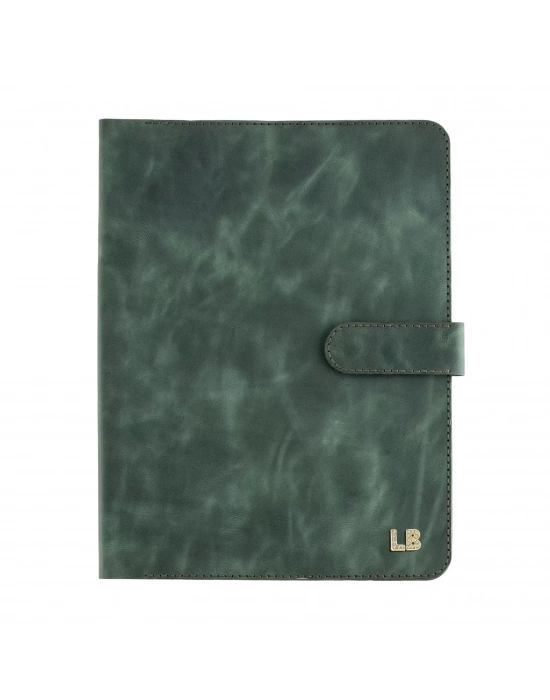 İsme Özel Çıtçıtlı Fonksiyonlu iPad Organizer - %100 Rainbow Deri - ET01002 - Haki