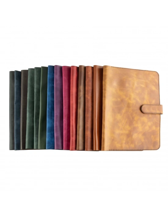 İsme Özel Çıtçıtlı Fonksiyonlu iPad Organizer - %100 Rainbow Deri - ET01002 - Saks Mavisi
