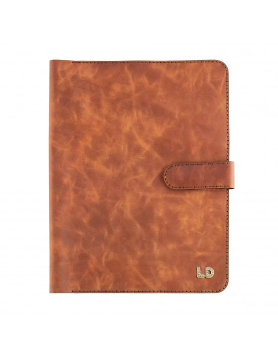İsme Özel Çıtçıtlı Fonksiyonlu iPad Organizer - %100 Rainbow Deri - ET01002 - Tobacco