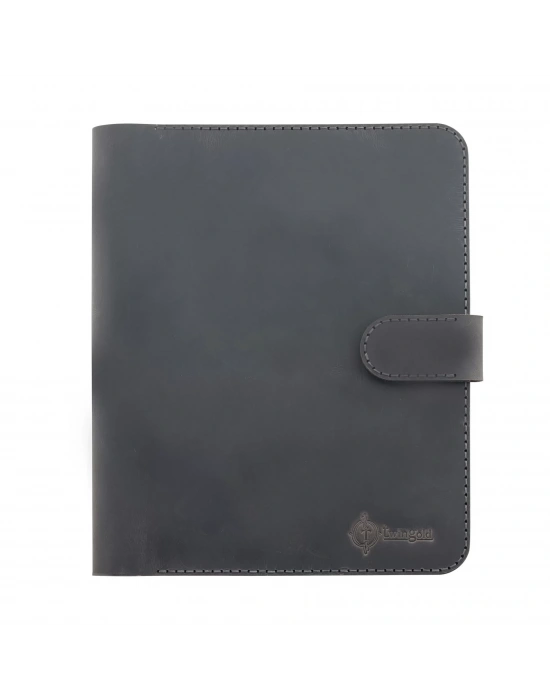 İsme Özel Çıtçıtlı Fonksiyonlu iPad Organizer 10,9 (İnç) - %100 Crazy Deri - ET01004 - Antrasit