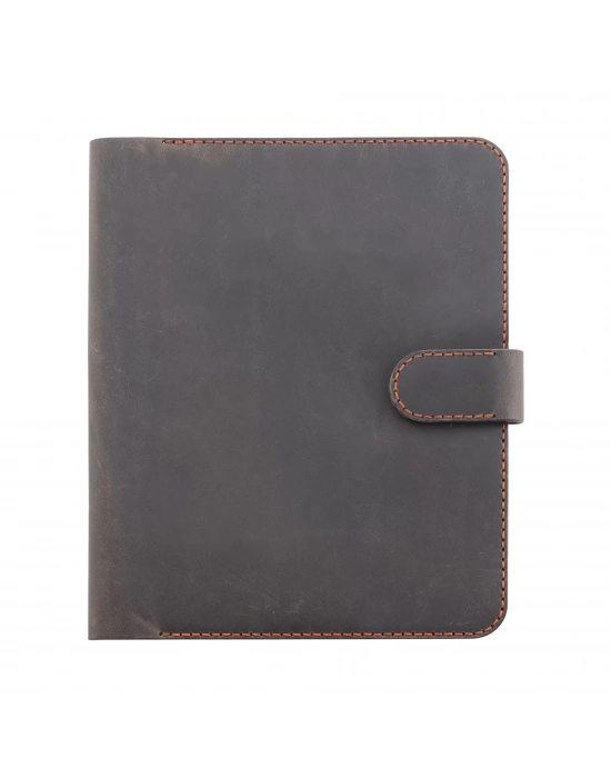 İsme Özel Çıtçıtlı Fonksiyonlu iPad Organizer - 10,9 (İnç) - %100 Crazy Deri - ET01004 - Kahverengi