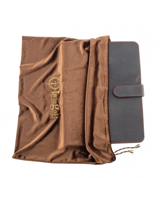 İsme Özel Çıtçıtlı Fonksiyonlu iPad Organizer - 10,9 (İnç) - %100 Crazy Deri - ET01004 - Kahverengi