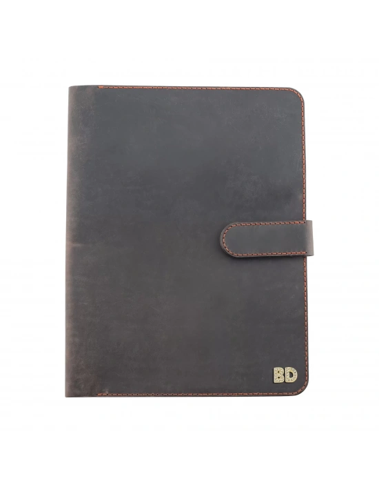 İsme Özel Çıtçıtlı Fonksiyonlu Macbook Organizer - %100 Crazy Deri - ET02004 - Kahverengi