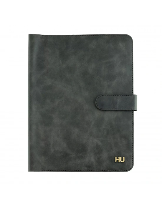 İsme Özel Çıtçıtlı Fonksiyonlu Macbook Organizer - %100 Rainbow Deri - ET02001 - Antrasit