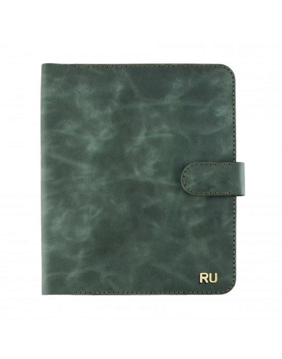 İsme Özel Çıtçıtlı Fonksiyonlu Macbook Organizer - %100 Rainbow Deri - ET02001 - Haki